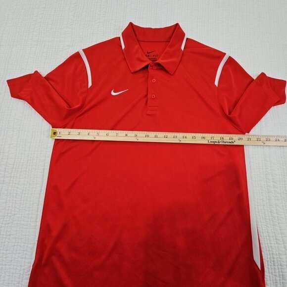 Nike Dri-Fit Athletic Shirt Polo Tennis Golf Men's M Medium Nike Red & White EUC - Picture 11 of 16